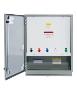 GDS Standard Generator Connection Box 800A 120/240V 2P3W (BLK/RED/WHT/GRN) 2 CAMS/Phase Nema 4/12 front deadfront view