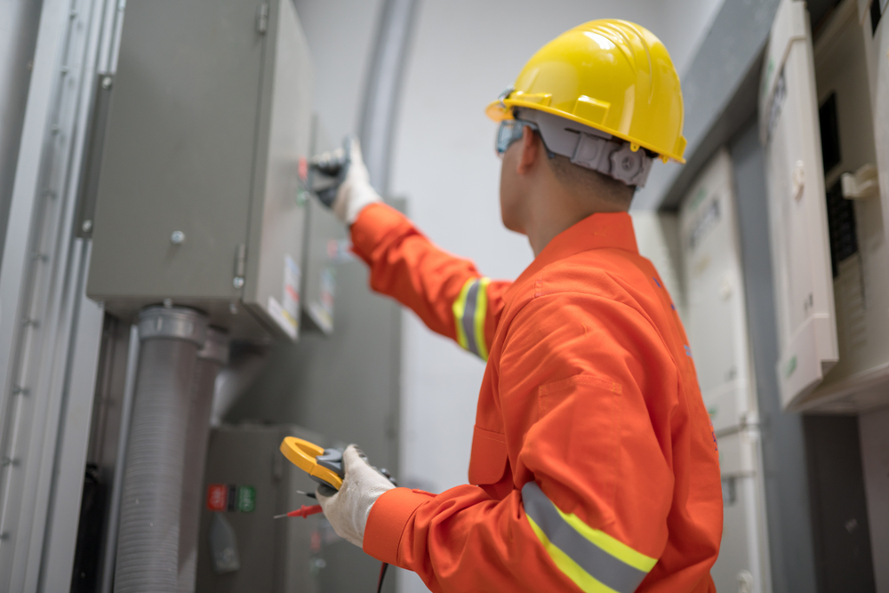 Turning on a disconnect switch in electrical room
